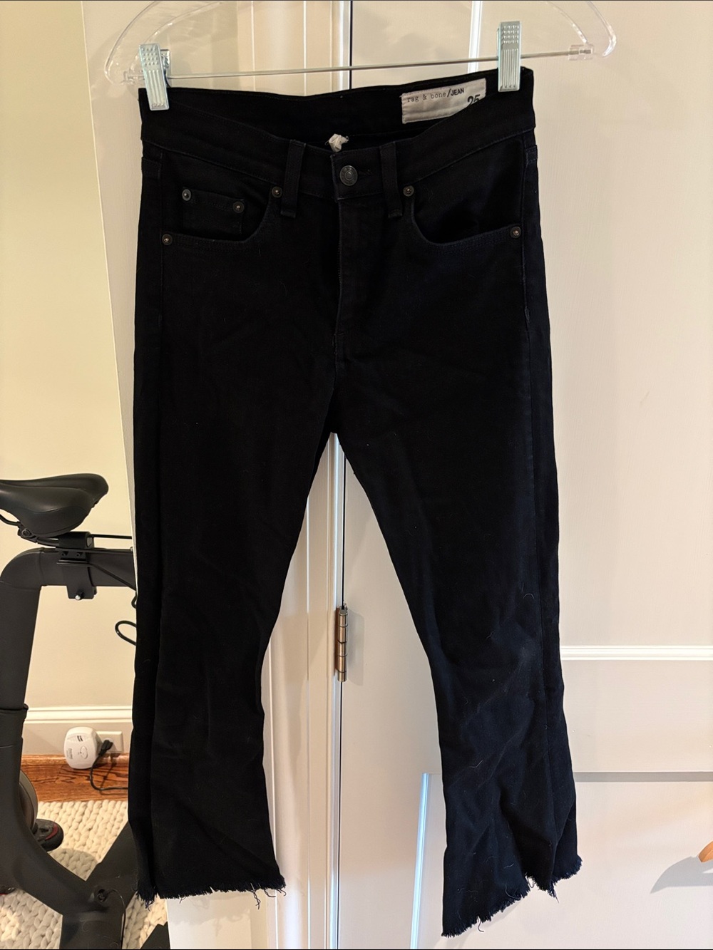 Rag & Bone 10 inch crop flare Black Raw-Hem Jeans